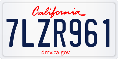 CA license plate 7LZR961