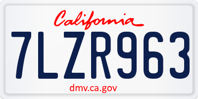 CA license plate 7LZR963