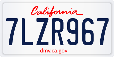 CA license plate 7LZR967