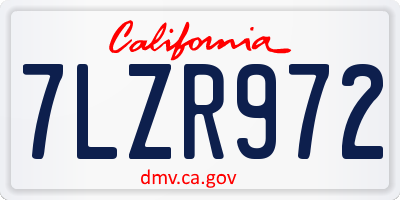 CA license plate 7LZR972