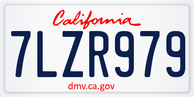 CA license plate 7LZR979