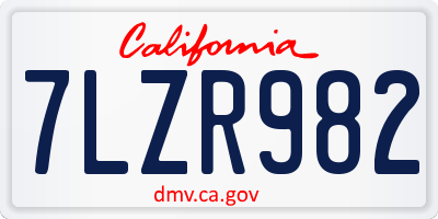 CA license plate 7LZR982