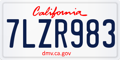 CA license plate 7LZR983