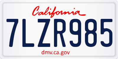 CA license plate 7LZR985