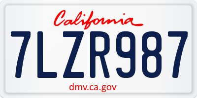 CA license plate 7LZR987