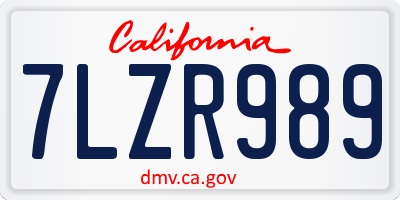 CA license plate 7LZR989