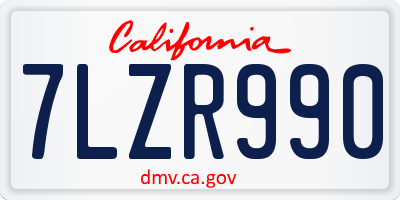 CA license plate 7LZR990
