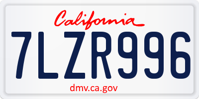 CA license plate 7LZR996