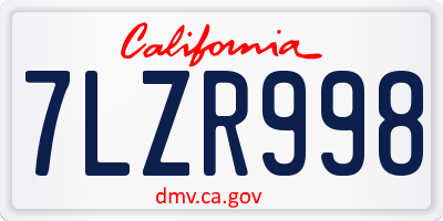 CA license plate 7LZR998