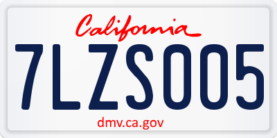 CA license plate 7LZS005