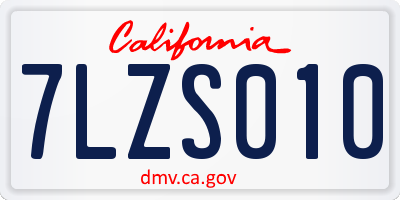CA license plate 7LZS010