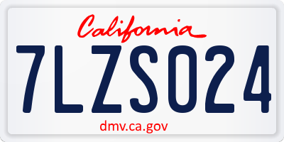 CA license plate 7LZS024