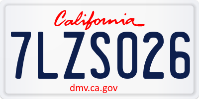 CA license plate 7LZS026