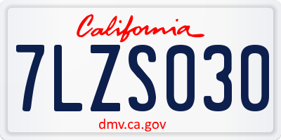 CA license plate 7LZS030