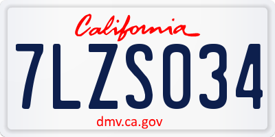 CA license plate 7LZS034