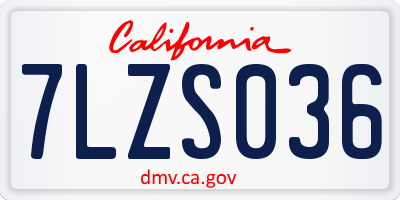 CA license plate 7LZS036