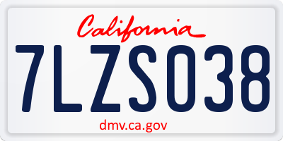CA license plate 7LZS038