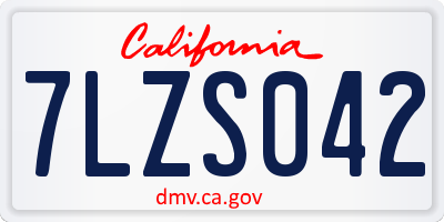 CA license plate 7LZS042