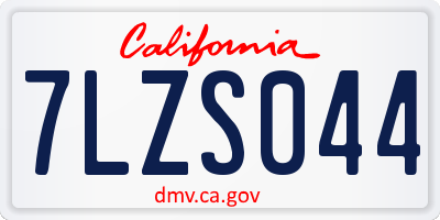 CA license plate 7LZS044