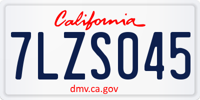 CA license plate 7LZS045