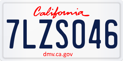 CA license plate 7LZS046
