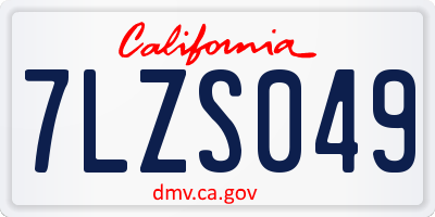 CA license plate 7LZS049
