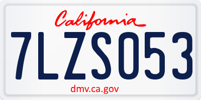 CA license plate 7LZS053