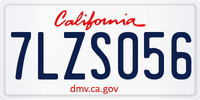 CA license plate 7LZS056