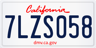 CA license plate 7LZS058