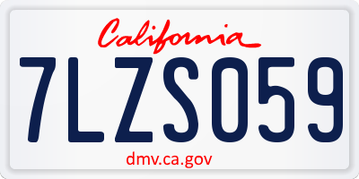 CA license plate 7LZS059