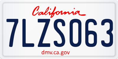 CA license plate 7LZS063