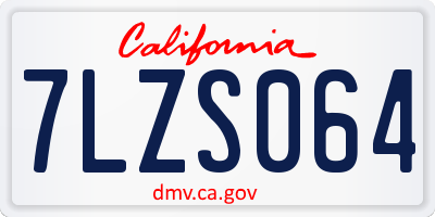 CA license plate 7LZS064