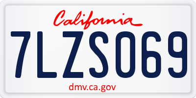 CA license plate 7LZS069