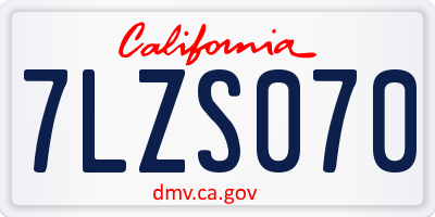 CA license plate 7LZS070