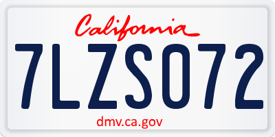 CA license plate 7LZS072