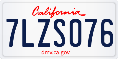CA license plate 7LZS076