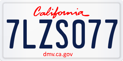 CA license plate 7LZS077