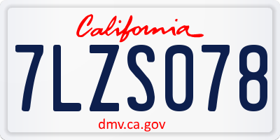CA license plate 7LZS078
