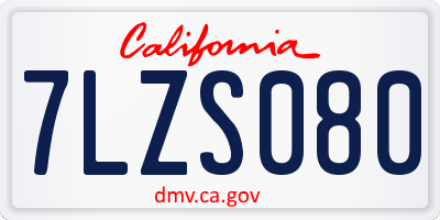 CA license plate 7LZS080