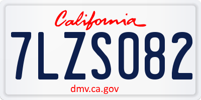CA license plate 7LZS082