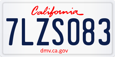CA license plate 7LZS083