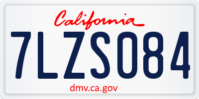 CA license plate 7LZS084