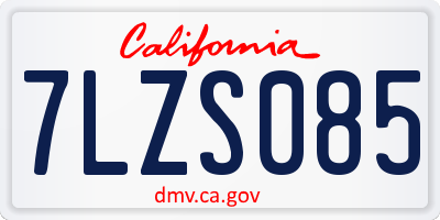 CA license plate 7LZS085