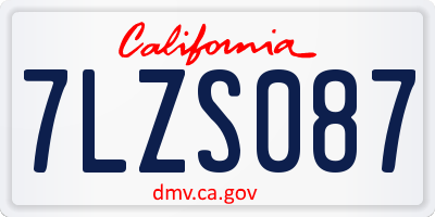 CA license plate 7LZS087