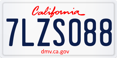 CA license plate 7LZS088