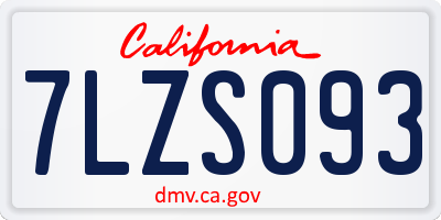 CA license plate 7LZS093