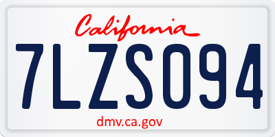CA license plate 7LZS094