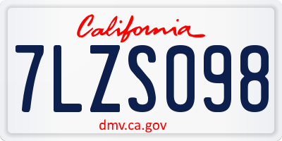 CA license plate 7LZS098
