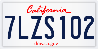 CA license plate 7LZS102