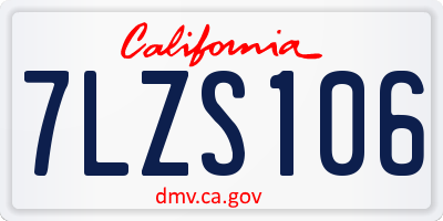 CA license plate 7LZS106